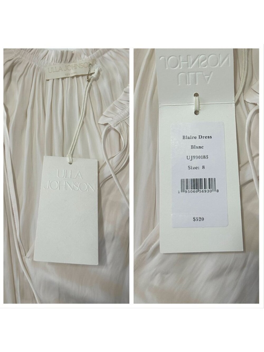 Ulla Johnson Blaire Midi Dress, Blanc , Cream, Size 8, NWT - Picture 6 of 15